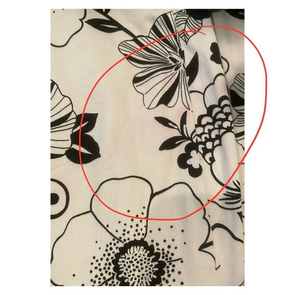 Tahari Cap Sleeve Square Neck White-Black Stencil Floral Cotton Dress Size 10 - Picture 8 of 8